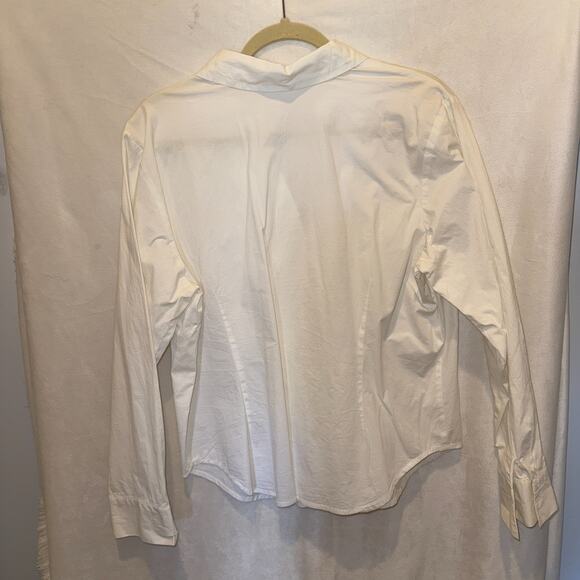 Coldwater Creek Womens White Button Up Shirt Size XL Cotton Stretch Career Work - Picture 7 of 9